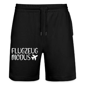 Flight mode - Stanley/Stella Trainer Unisex Organic Jogging Shorts - black - Front - Nik (191cm) & Marisol (170cm)