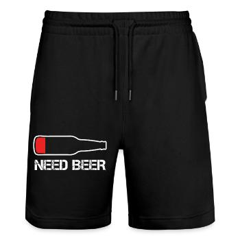 Need Beer Funny Low Battery Dad Sarcastic - Stanley/Stella Trainer Unisex Organic Jogging Shorts - black - Front - Nik (191cm) & Marisol (170cm)