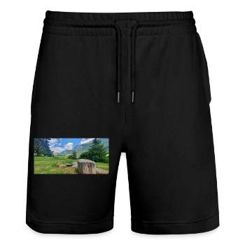 Berglandschaften - Stanley/Stella Unisex Bio Joggingshorts Trainer  - Schwarz - Vorne - Nik (191cm) & Marisol (170cm)