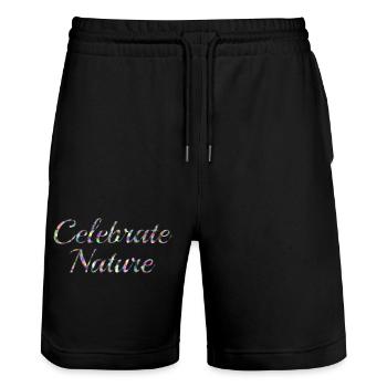 Celebrate Nature - Stanley/Stella Trainer Unisex Organic Jogging Shorts - black - Front - Nik (191cm) & Marisol (170cm)