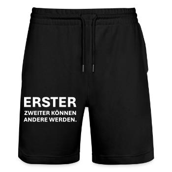 Erster Zweiter können andere werden - Stanley/Stella Unisex Bio Joggingshorts Trainer  - Schwarz - Vorne - Nik (191cm) & Marisol (170cm)