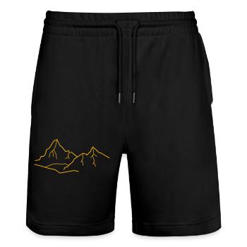 Berge Berg Natur Wanderung - Stanley/Stella Unisex Bio Joggingshorts Trainer  - Schwarz - Vorne - Nik (191cm) & Marisol (170cm)