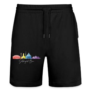 Stuttgart Bua - Stanley/Stella Unisex Bio Joggingshorts Trainer  - Schwarz - Vorne - Nik (191cm) & Marisol (170cm)