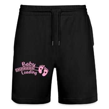 baby baby feet loading - Stanley/Stella Trainer Unisex Organic Jogging Shorts - black - Front - Nik (191cm) & Marisol (170cm)