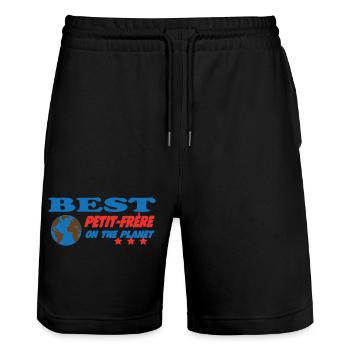 Bester kleiner Bruder der Welt - Stanley/Stella Unisex Bio Joggingshorts Trainer  - Schwarz - Vorne - Nik (191cm) & Marisol (170cm)