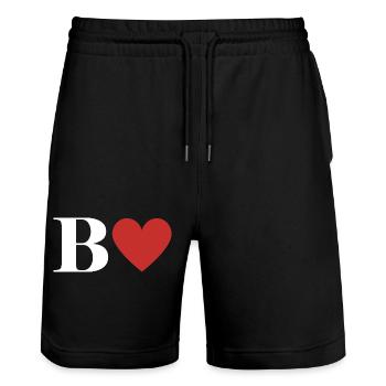 Buchstabe b rotes Herz - Stanley/Stella Unisex Bio Joggingshorts Trainer  - Schwarz - Vorne - Nik (191cm) & Marisol (170cm)