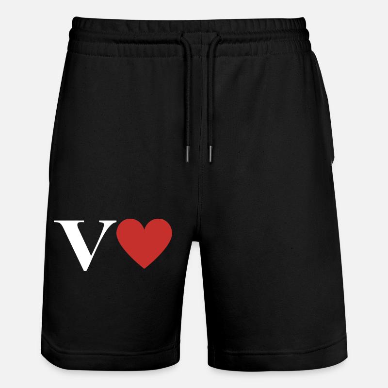 Lettre v cœur rouge - Short de jogging bio TRAINER Stanley/Stella unisexe - noir