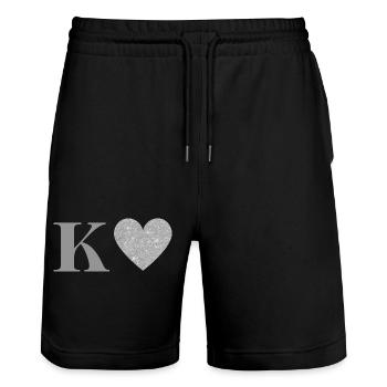 Silbernes Herz Buchstabe k - Stanley/Stella Unisex Bio Joggingshorts Trainer  - Schwarz - Vorne - Nik (191cm) & Marisol (170cm)