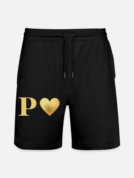 Letter p golden heart - Stanley/Stella Trainer Unisex Organic Jogging Shorts - black