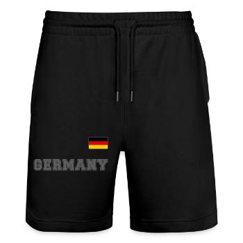 Germany Jersey Look - GERMANY with Flag Flag - Stanley/Stella Trainer Unisex Organic Jogging Shorts - black - Front - Nik (191cm) & Marisol (170cm)