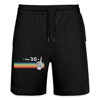 Skull Vintage - I'm not 36, I am 35 plus Middle - Stanley/Stella Trainer Unisex Organic Jogging Shorts - black - Front - Nik (191cm) & Marisol (170cm)