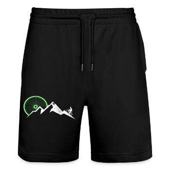 Fahrrad Radsport Berge Berg Mountainbike - Stanley/Stella Unisex Bio Joggingshorts Trainer  - Schwarz - Vorne - Nik (191cm) & Marisol (170cm)
