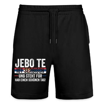 Serbe Serbe Serbie - Short de jogging bio TRAINER Stanley/Stella unisexe - noir - Devant - Nik (191cm) & Marisol (170cm)