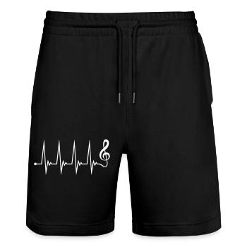 Musik Notenschlüssel Puls Frequenz Note Herzschlag - Stanley/Stella Unisex Bio Joggingshorts Trainer  - Schwarz - Vorne - Nik (191cm) & Marisol (170cm)