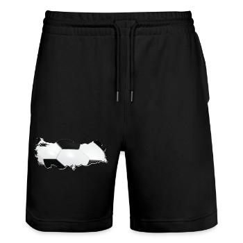 Turkey Türkiye Map Framed Real Football - Stanley/Stella Trainer Unisex Organic Jogging Shorts - black - Front - Nik (191cm) & Marisol (170cm)