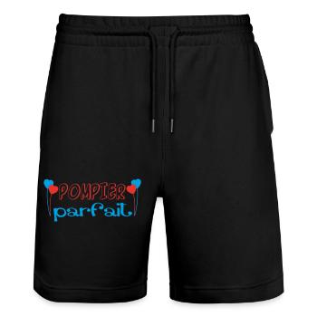 POMPIER parfait - Short de jogging bio TRAINER Stanley/Stella unisexe - noir - Devant - Nik (191cm) & Marisol (170cm)