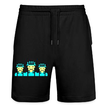 Ouvrier du bâtiment Pixel 02 - Short de jogging bio TRAINER Stanley/Stella unisexe - noir - Devant - Nik (191cm) & Marisol (170cm)