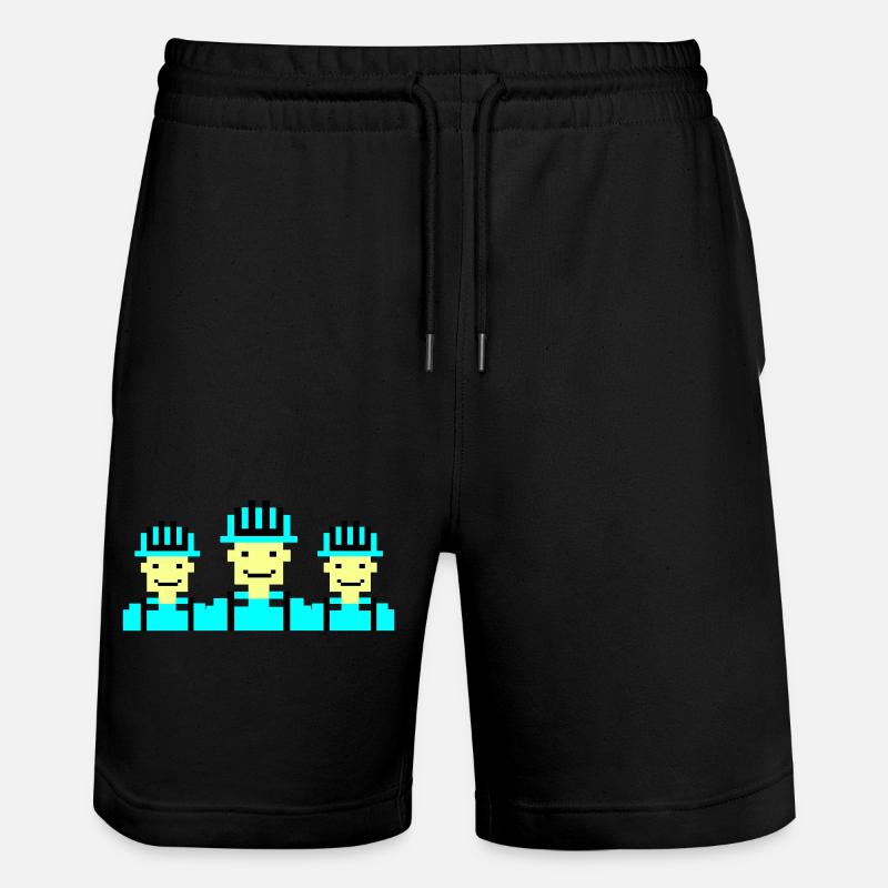 bauarbeiter pixel 02 - Stanley/Stella Unisex Bio Joggingshorts Trainer  - Schwarz
