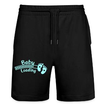 baby baby feet loading - Stanley/Stella Trainer Unisex Organic Jogging Shorts - black - Front - Nik (191cm) & Marisol (170cm)