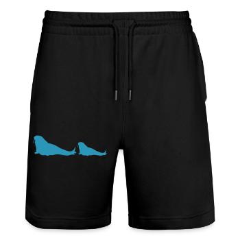 walross 2 - Stanley/Stella Unisex Bio Joggingshorts Trainer  - Schwarz - Vorne - Nik (191cm) & Marisol (170cm)