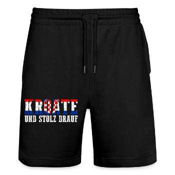 Kroate Kroatisch Kroatien - Stanley/Stella Unisex Bio Joggingshorts Trainer  - Schwarz - Vorne - Nik (191cm) & Marisol (170cm)