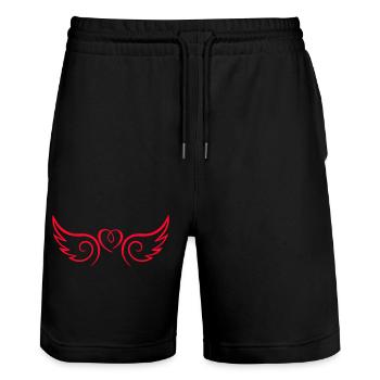 Wings Heart - Stanley/Stella Trainer Unisex Organic Jogging Shorts - black - Front - Nik (191cm) & Marisol (170cm)
