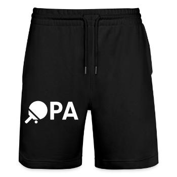 Opa Tischtennis Geschenkidee Großvater Ping-Pong - Stanley/Stella Unisex Bio Joggingshorts Trainer  - Schwarz - Vorne - Nik (191cm) & Marisol (170cm)