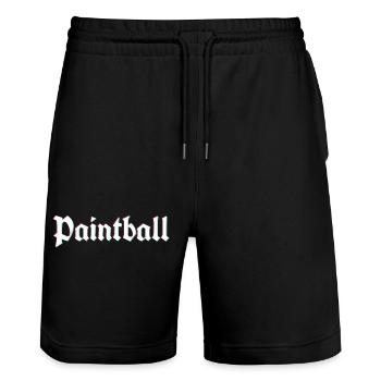 Logo de paintball rustique avec effet de distorsion 3d - Short de jogging bio TRAINER Stanley/Stella unisexe - noir - Devant - Nik (191cm) & Marisol (170cm)