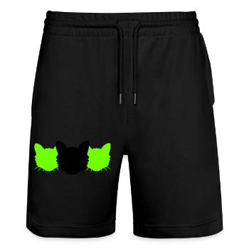 3 Cats Silhouettes Three Friends Team Heads Crew - Stanley/Stella Trainer Unisex Organic Jogging Shorts - black - Front - Nik (191cm) & Marisol (170cm)