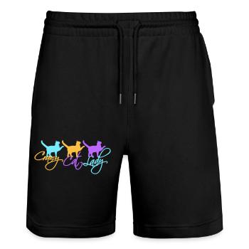 Chat fou Dame Texte Folle Femme Chats Amour - Short de jogging bio TRAINER Stanley/Stella unisexe - noir - Devant - Nik (191cm) & Marisol (170cm)