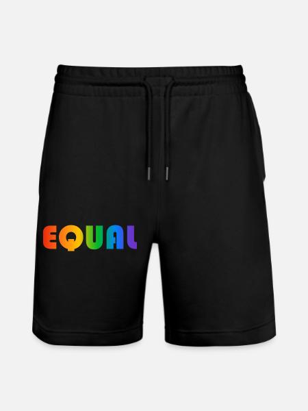 EQUAL RAINBOW TEXT - Stanley/Stella Trainer Unisex Organic Jogging Shorts - black