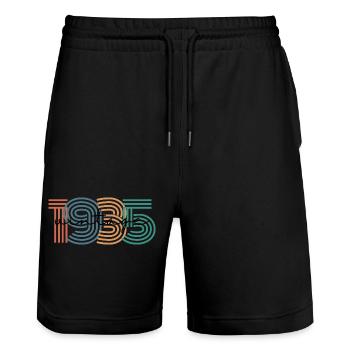 1935 Vintage Retro - Stanley/Stella Trainer Unisex Organic Jogging Shorts - black - Front - Nik (191cm) & Marisol (170cm)