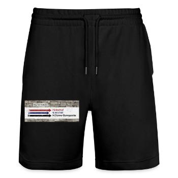 Katakomben Bunker Paris - Stanley/Stella Unisex Bio Joggingshorts Trainer  - Schwarz - Vorne - Nik (191cm) & Marisol (170cm)