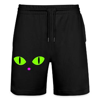 Green Cat's Eyes - Stanley/Stella Trainer Unisex Organic Jogging Shorts - black - Front - Nik (191cm) & Marisol (170cm)