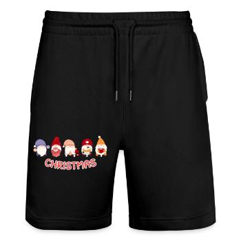 Noël avec 5 Père Noël - Short de jogging bio TRAINER Stanley/Stella unisexe - noir - Devant - Nik (191cm) & Marisol (170cm)