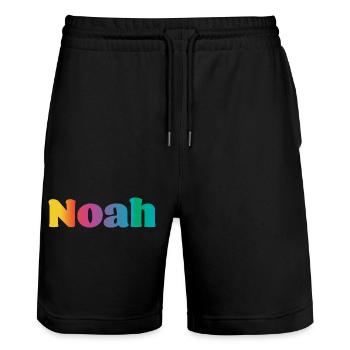 First name Noah Rainbow Gift - Stanley/Stella Trainer Unisex Organic Jogging Shorts - black - Front - Nik (191cm) & Marisol (170cm)