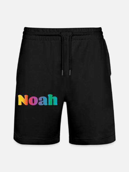 First name Noah Rainbow Gift - Stanley/Stella Trainer Unisex Organic Jogging Shorts - black