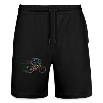 Retro BMX Freestyle Bike Sport Geschenk - Stanley/Stella Unisex Bio Joggingshorts Trainer  - Schwarz - Vorne - Nik (191cm) & Marisol (170cm)