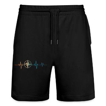 Battement de coeur rétro boussole - Short de jogging bio TRAINER Stanley/Stella unisexe - noir - Devant - Nik (191cm) & Marisol (170cm)