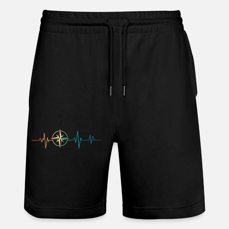 Retro Heartbeat Kompass - Stanley/Stella Unisex Bio Joggingshorts Trainer  - Schwarz