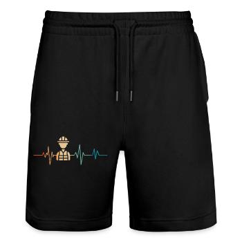 Heartbeat Retro Works Treiber - Stanley/Stella Unisex Bio Joggingshorts Trainer  - Schwarz - Vorne - Nik (191cm) & Marisol (170cm)