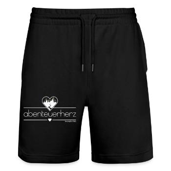 abenteuerherz - Stanley/Stella Unisex Bio Joggingshorts Trainer  - Schwarz - Vorne - Nik (191cm) & Marisol (170cm)
