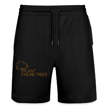 Plant More Trees - Nature Conservation Saying - Stanley/Stella Trainer Unisex Organic Jogging Shorts - black - Front - Nik (191cm) & Marisol (170cm)