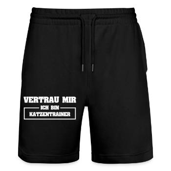 Dresseur de chat aussi drôle - Short de jogging bio TRAINER Stanley/Stella unisexe - noir - Devant - Nik (191cm) & Marisol (170cm)