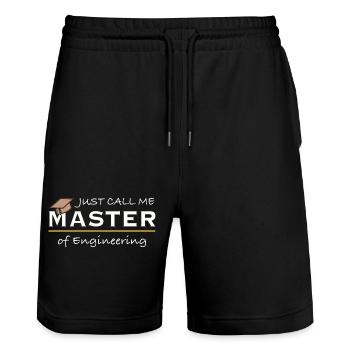 Just Call Me Master of Engineering Engineer Humor - Stanley/Stella Trainer Unisex Organic Jogging Shorts - black - Front - Nik (191cm) & Marisol (170cm)