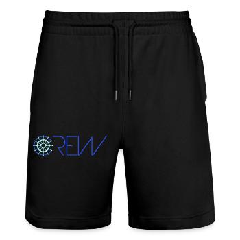 Sailing Crew Sailing Team Ship Steering Wheel Text Logo - Stanley/Stella Trainer Unisex Organic Jogging Shorts - black - Front - Nik (191cm) & Marisol (170cm)
