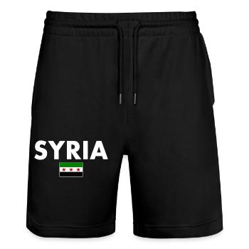 Syrie - Short de jogging bio TRAINER Stanley/Stella unisexe - noir - Devant - Nik (191cm) & Marisol (170cm)