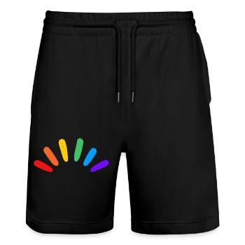 Regenbogen LGBTQIA schwul subtile Pride - Stanley/Stella Unisex Bio Joggingshorts Trainer  - Schwarz - Vorne - Nik (191cm) & Marisol (170cm)