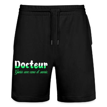 Arzt, Arzt, Krankenschwester, Gesundheit und weißer Kittel - Stanley/Stella Unisex Bio Joggingshorts Trainer  - Schwarz - Vorne - Nik (191cm) & Marisol (170cm)