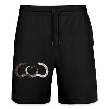 Schlangenpaar - Stanley/Stella Unisex Bio Joggingshorts Trainer  - Schwarz - Vorne - Nik (191cm) & Marisol (170cm)